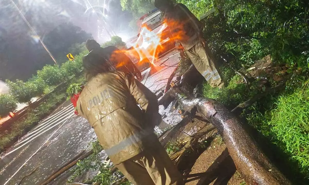 Heavy Rain in Mahabubnagar Causes Traffic Issues; Police Quickly Clear Roads at Night