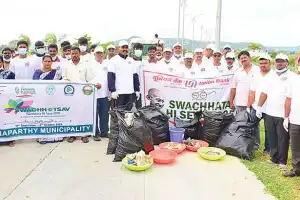 Cleanliness program held near Amma Cheruvu tank bund
