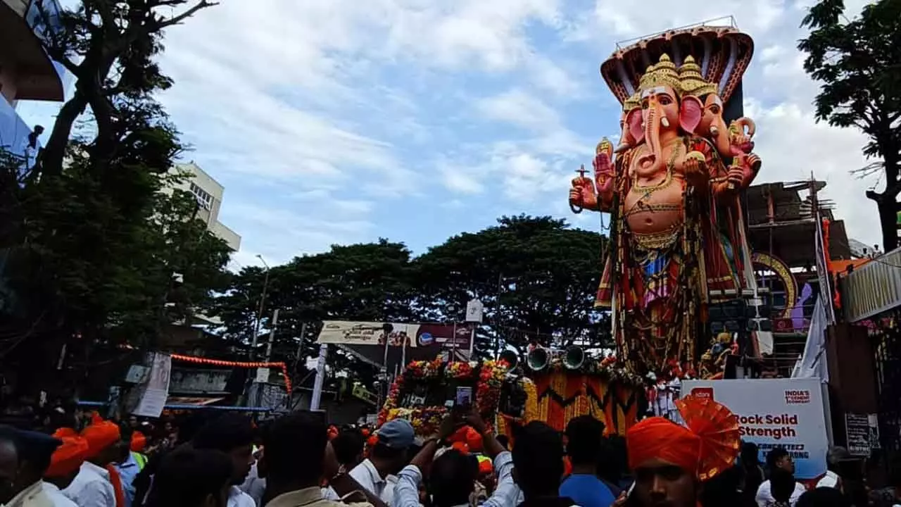 Khairatabad Ganapati Parade Happening with Excited Devotees