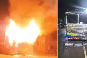 Mob burns truck headed to Hyderabad over suspected beef transport