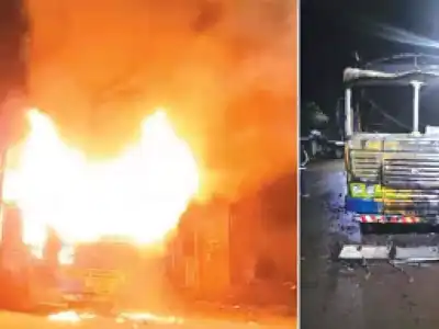 Mob burns truck headed to Hyderabad over suspected beef transport