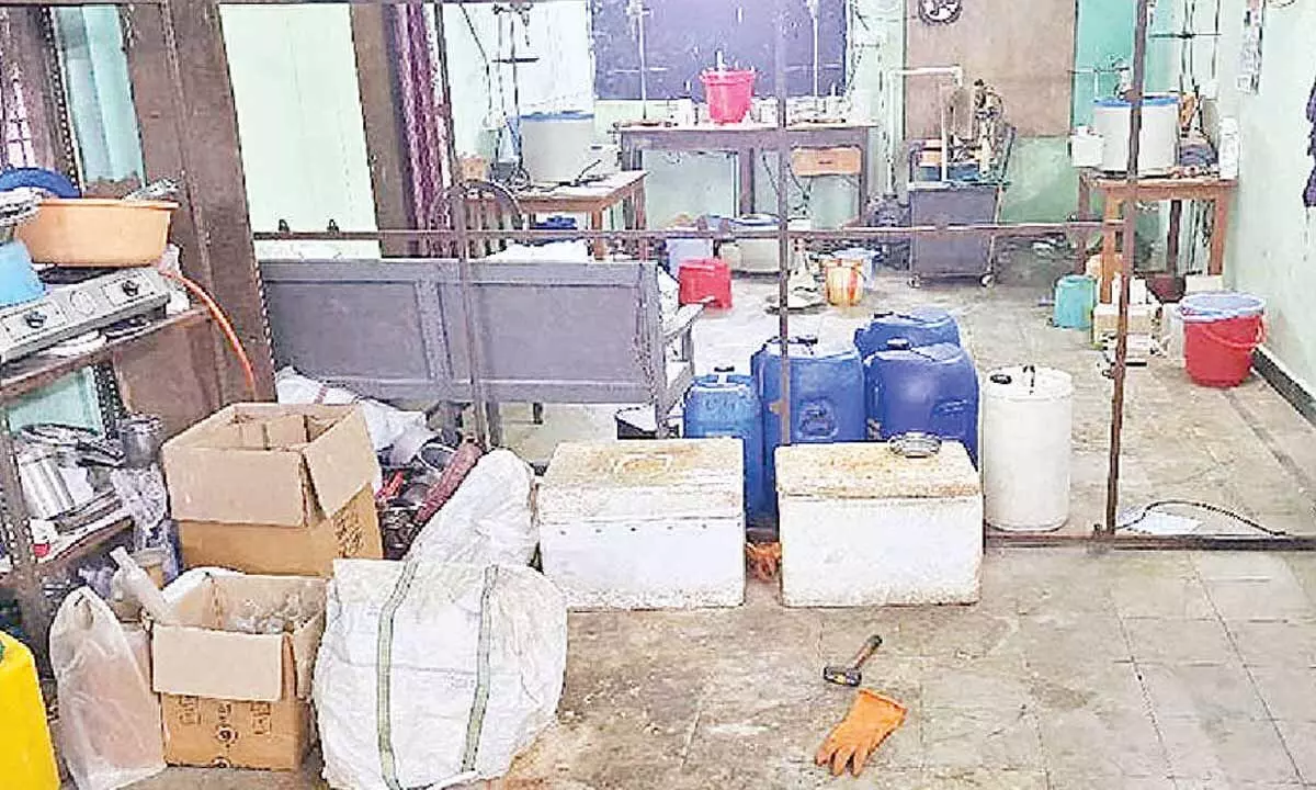 Police team shuts down Alprazolam factory in Bowenpally