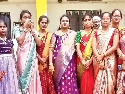 Vashishta High School students celebrate Bathukamma festival