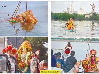 Faith and celebration mix at Durga idol immersion in Hyderabad