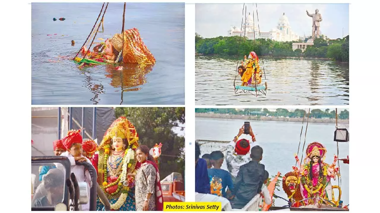 Faith and celebration mix at Durga idol immersion in Hyderabad