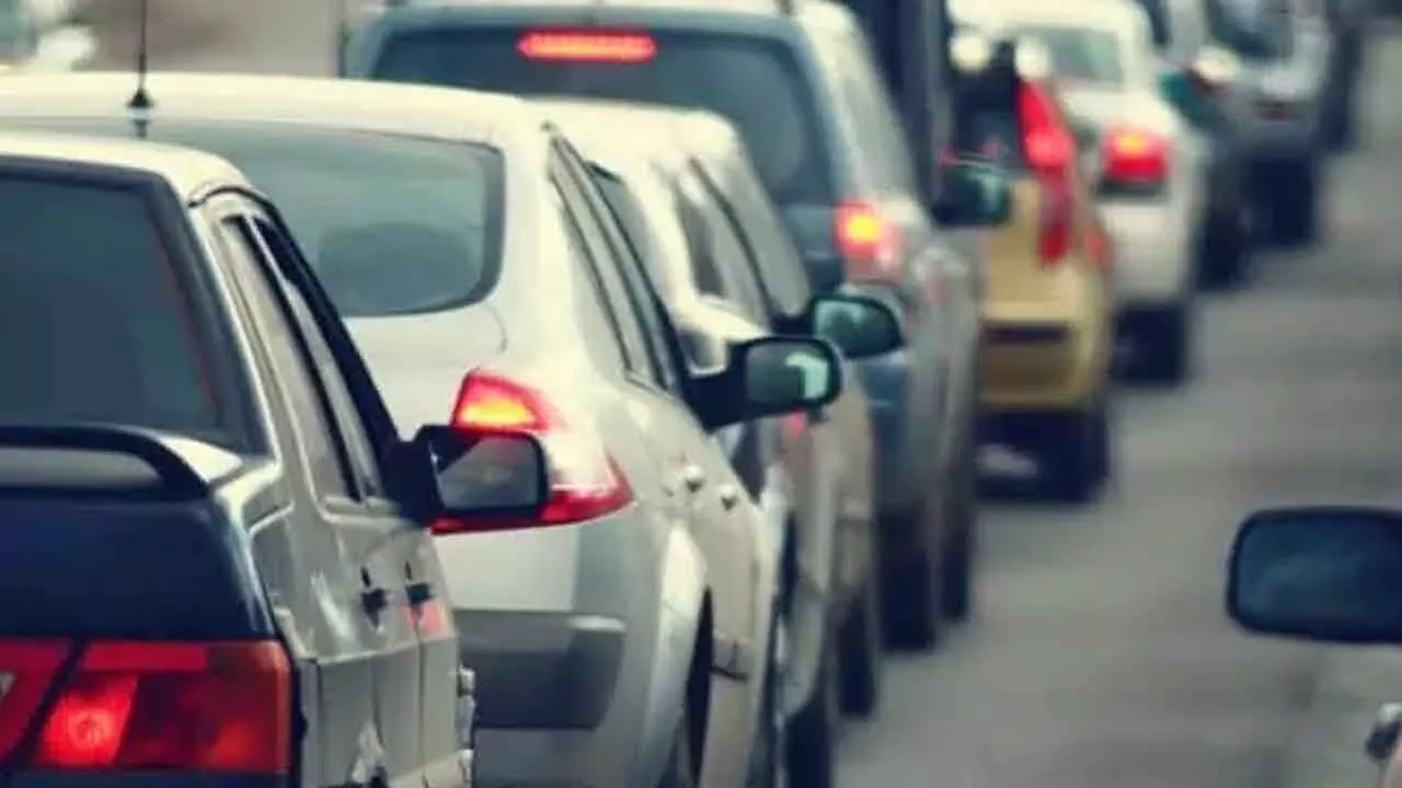 Heavy Traffic in Begumpet During Rush Hour