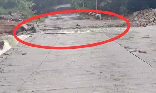 Himayat Sagar service road washed away