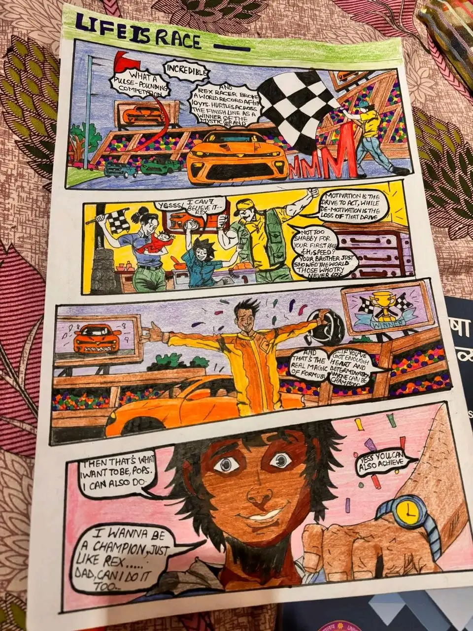 Payal Kumari has secured second position with her art 'Life is a race'