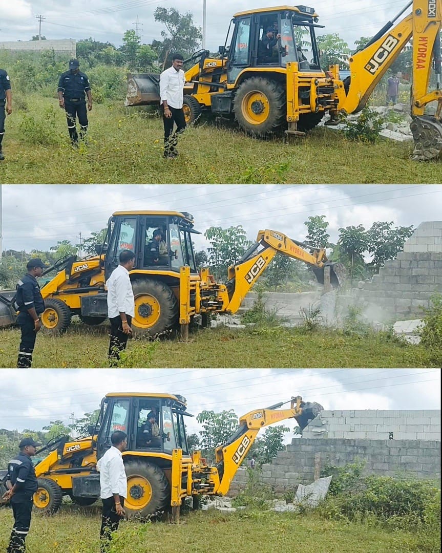 Pocharam Plot Owners Rejoice as HYDRA Tears Down Obstructing Wall