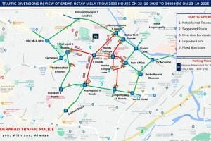 Sadar Utsav Mela Triggers Major Traffic Diversions in Narayanaguda, Hyderabad