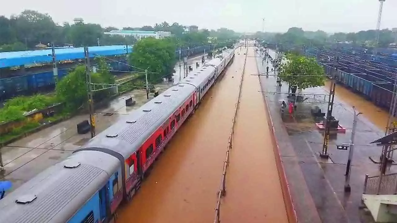 Train services disrupted by waterlogging at Dornakal yard