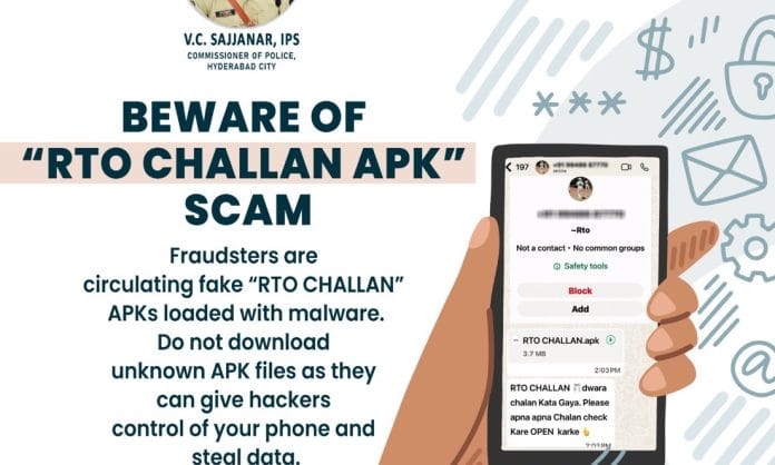 V.C Sajjanar Warns of Fake ‘RTO Challan’ APKs Threatening Cyber Safety