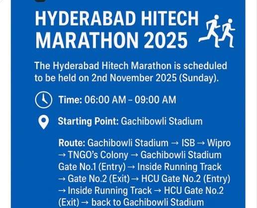 Hyderabad Hitech Marathon 2025: Traffic Advisory and Route Details