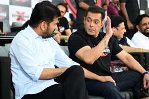CM Revanth Reddy And Salman Khan at the Indian Supercross Racing League Hosted in Hyderabad.