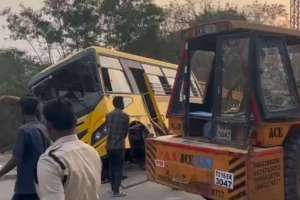 School Bus Overturns Near Mrugavani National Park, 16 Injured