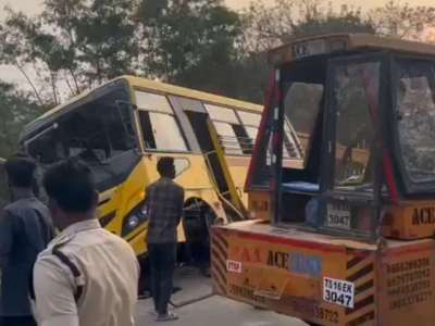 School Bus Overturns Near Mrugavani National Park, 16 Injured