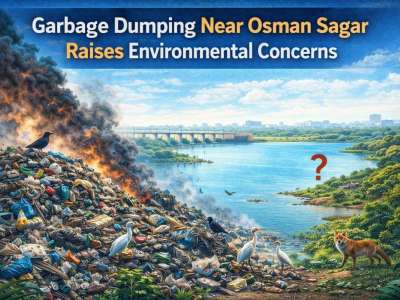 Garbage Dumping Near Osman Sagar Raises Serious Environmental Concerns in Aziznagar