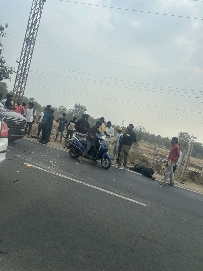 Major Accident at Moinabad Near Taj Dhaba Leaves Motorcyclist Critically Injured