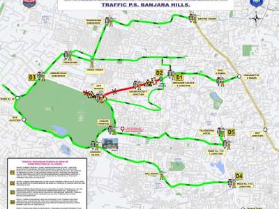 Traffic Diversions at Banjara Hills Road No. 2 for Flyover Construction from Feb 27