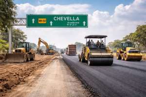 NH-163 Moinabad Chevella Manneguda highway work in full swing