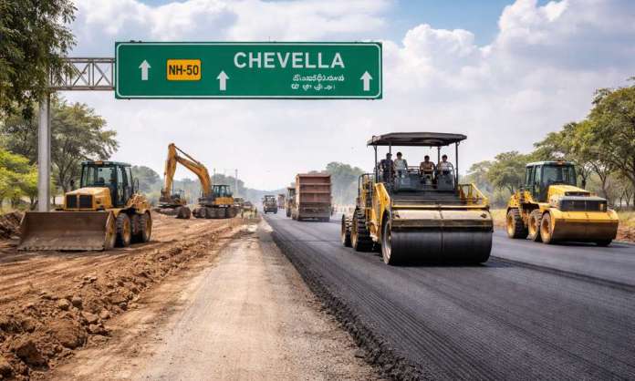 NH-163 Moinabad Chevella Manneguda highway work in full swing