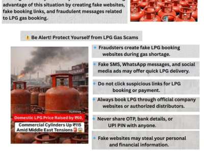 Cyber Criminals Exploit LPG Cylinder Shortage Through Fake Booking Websites and Fraudulent Links