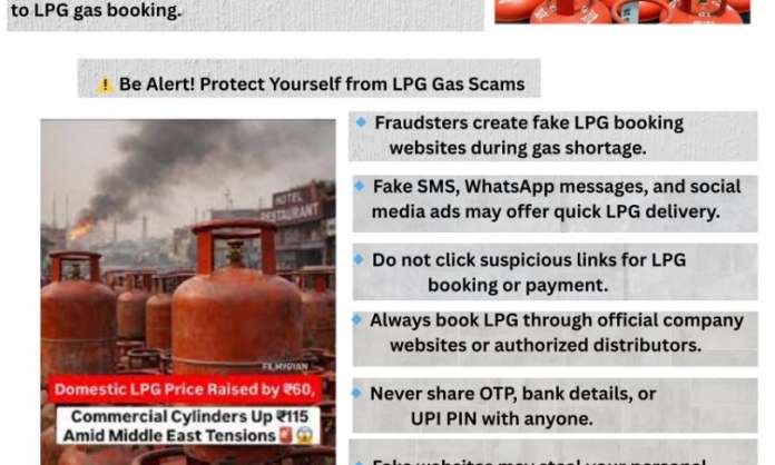 Cyber Criminals Exploit LPG Cylinder Shortage Through Fake Booking Websites and Fraudulent Links