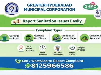 GHMC’s New WhatsApp Complaint Number Faces Technical Issues, Citizens Report Wrong Category Registration