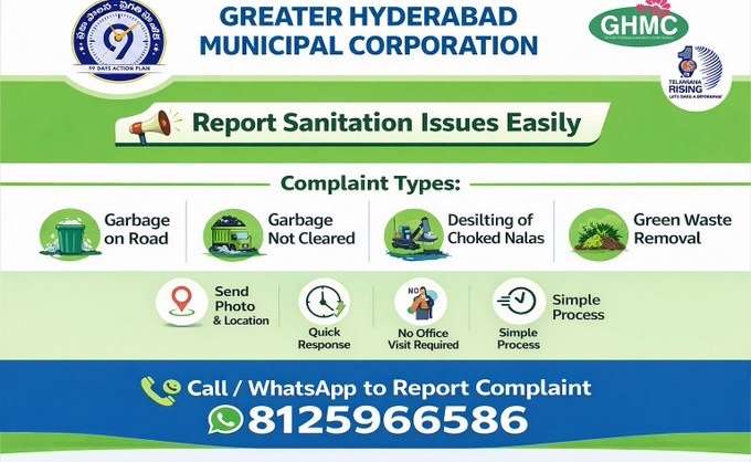 GHMC’s New WhatsApp Complaint Number Faces Technical Issues, Citizens Report Wrong Category Registration
