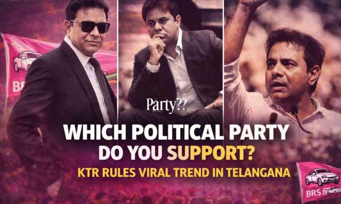 “Which Political Party Do You Support?” Trend Goes Viral; KTR and BRS Dominate in Telangana