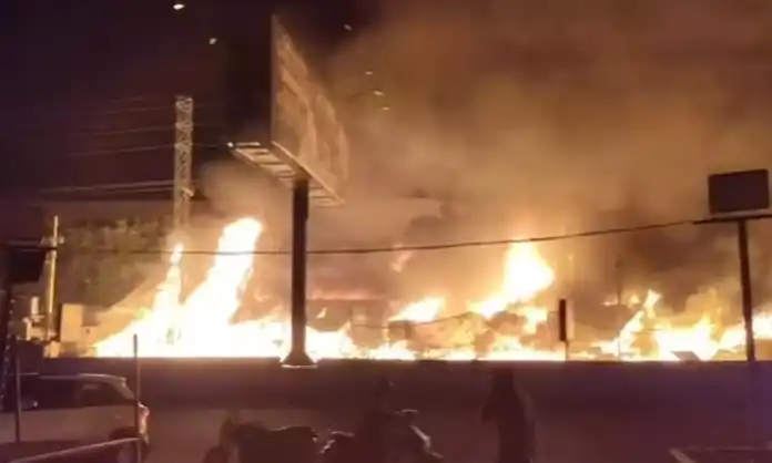 Power line falls on shops in Bachupally, burning 20 stores