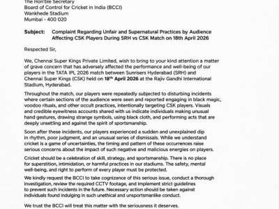 Fake CSK ‘Black Magic’ Complaint Letter Goes Viral After SRH Victory