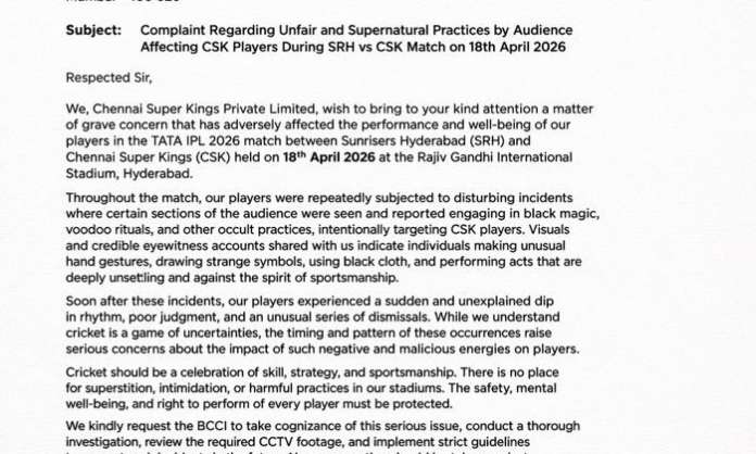 Fake CSK ‘Black Magic’ Complaint Letter Goes Viral After SRH Victory