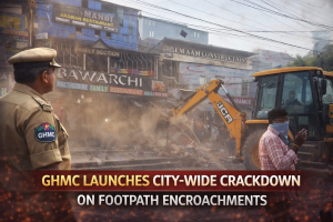 GHMC Launches Crackdown on Footpath Encroachments to Improve Pedestrian Safety