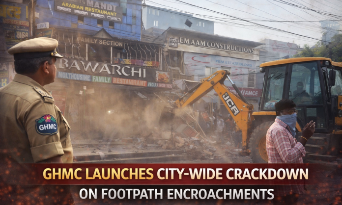 GHMC Launches Crackdown on Footpath Encroachments to Improve Pedestrian Safety