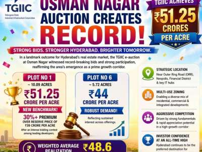 Osman Nagar Auction Creates Record: TGIIC Achieves Rs 51.25 Crores Per Acre