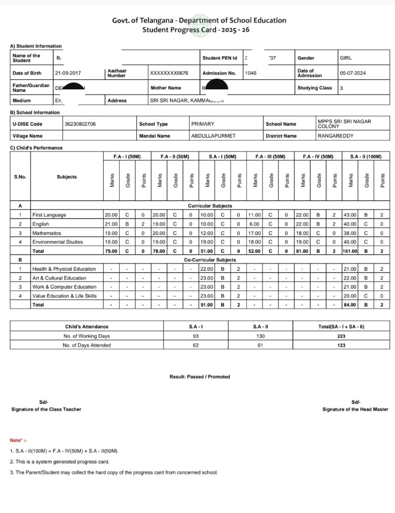 Over 18 Lakh School Report Cards Delivered to Parents via MeeSeva in Telangana