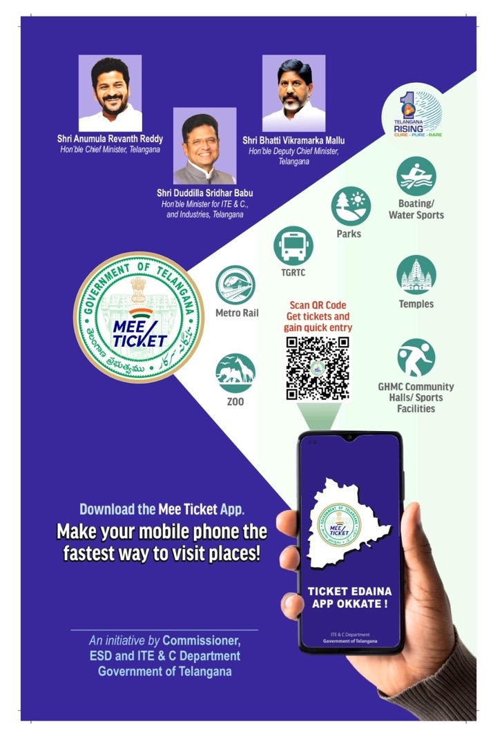Telangana’s Mee Ticket App Simplifies Travel and Tourism Bookings Across 219 Locations