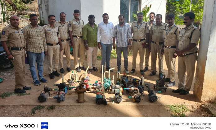 22 Illegal Water Motor Pumps Seized in Kondapur’s Anand Nagar, Prashant Nagar Areas