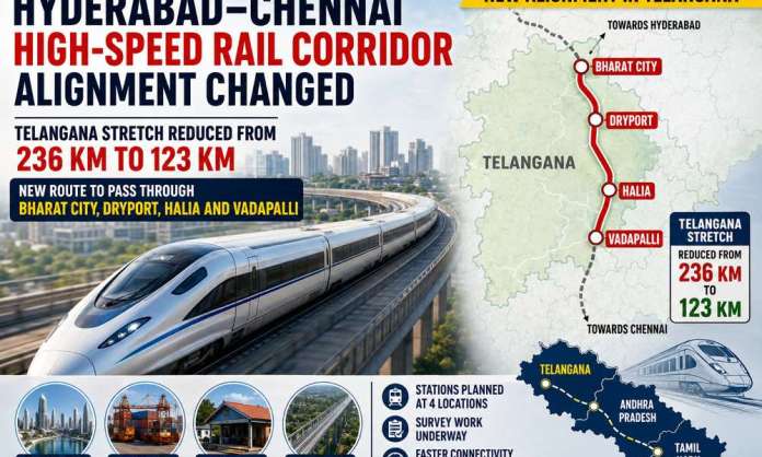 Hyderabad–Chennai High-Speed Rail Corridor Alignment Changed; Telangana Stretch Reduced to 123 Km