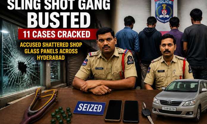 Serial Offenders Arrested for Sling Shot Attacks on Shops Across Hyderabad