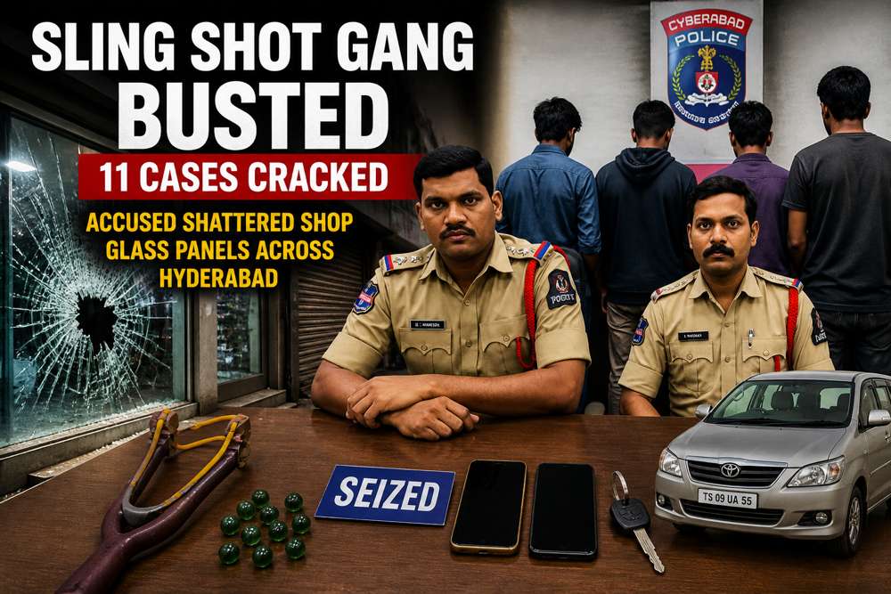 Serial Offenders Arrested for Sling Shot Attacks on Shops Across Hyderabad