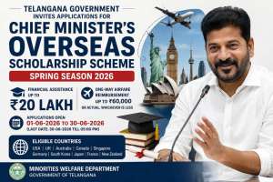 Telangana Opens Applications for CM Overseas Scholarship 2026, Offers Up to Rs 20 Lakh Assistance