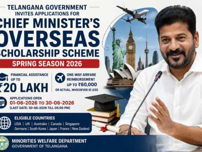 Telangana Opens Applications for CM Overseas Scholarship 2026, Offers Up to Rs 20 Lakh Assistance