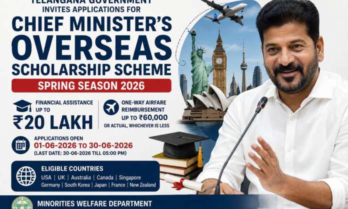 Telangana Opens Applications for CM Overseas Scholarship 2026, Offers Up to Rs 20 Lakh Assistance