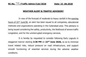 Cyberabad Police Issue Early Logout Advisory for Companies and Schools Due to Heavy Rainfall Alert