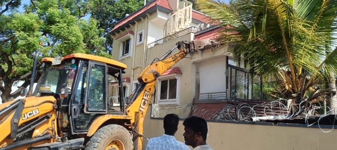 Illegal School Building Demolished on Musi Floodplain in Narsingi
