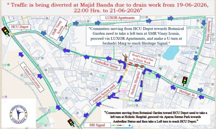 Majid Banda Road Closure: Traffic Diversions in Place for Drain Work Until June 21