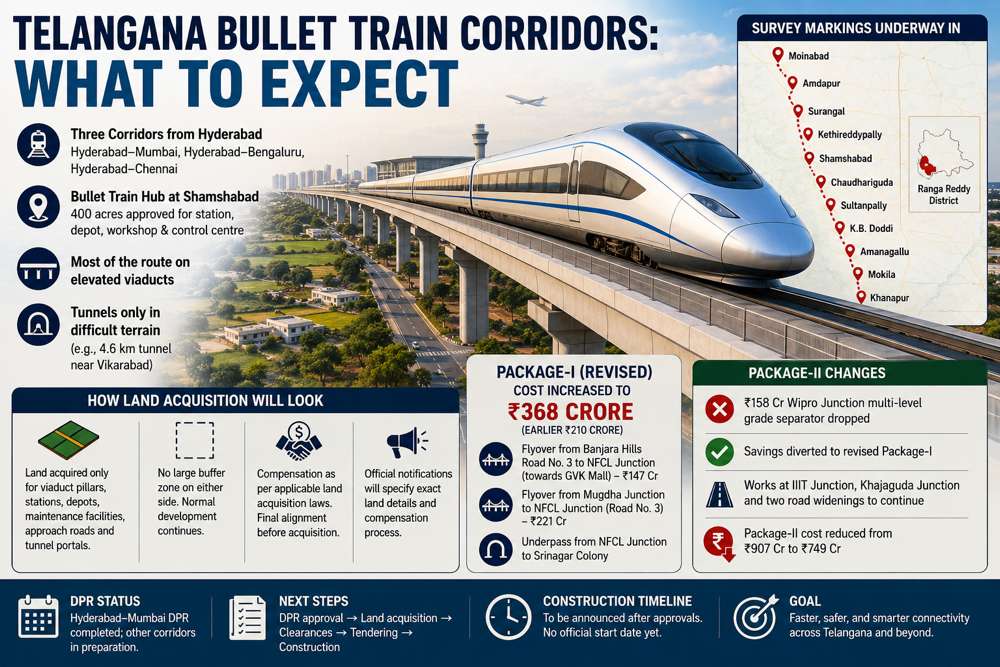 Telangana Bullet Train Corridors: What Land Acquisition Will Look Like, Which Villages Are Being Surveyed, and What Farmers Can Expect