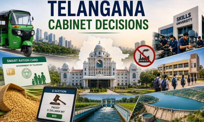 Telangana Cabinet Clears Major Decisions on E-Autos, Ration Cards, Irrigation and Jobs